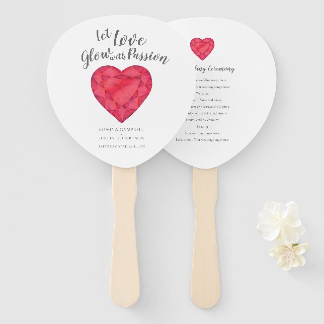 Wedding let love glow with passion watercolor hand fan (Front and Back)