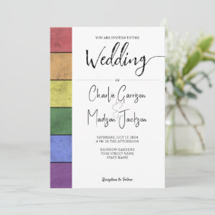 Wedding LGBT flag pride Vintage Script typography Invitation