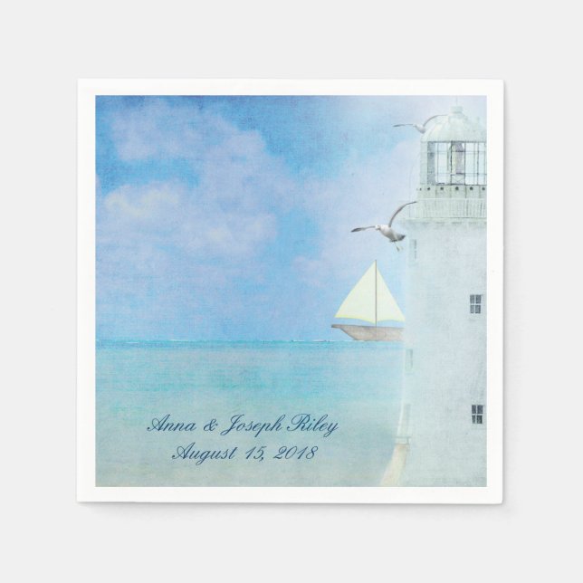 Wedding Lighthouse Napkin (Front)