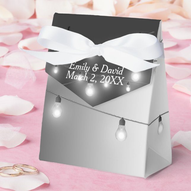 Wedding Lights Black and White Gradient Favour Box (Wedding)
