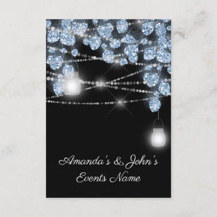 Wedding Lights Jars Rustic Glitter  Blue Black Invitation