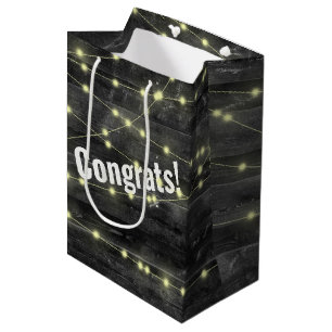 Wedding Lights On Wood Medium Gift Bag