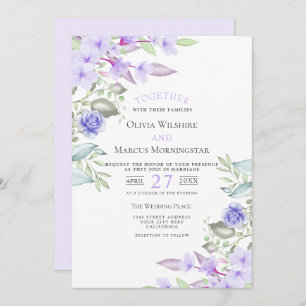 Wedding   Lilac and Pink Garden Flowers Invitation