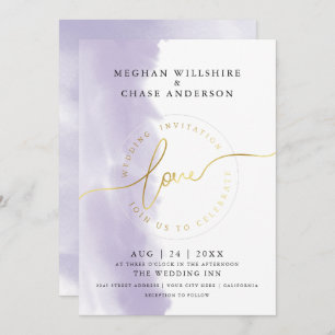 WEDDING   Lilac Violet Watercolor  Invitation