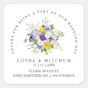 Wedding Lilac & Yellow Shades Floral Bouquet Square Sticker