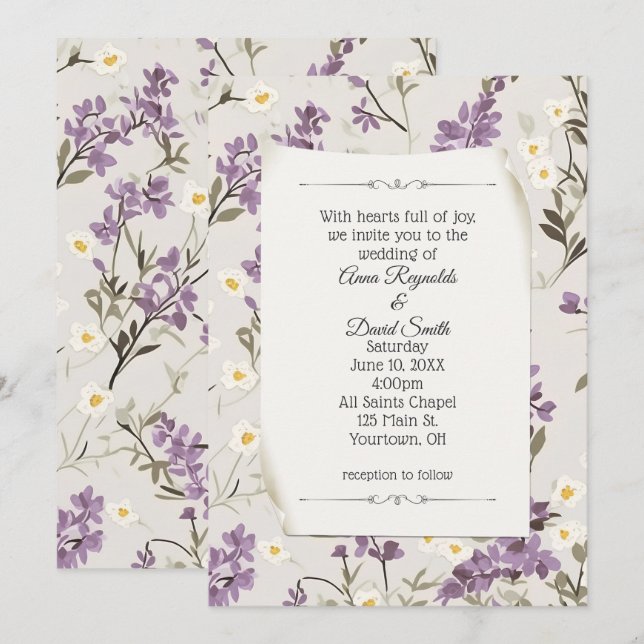 Wedding Lilacs Design  Invitation (Front/Back)