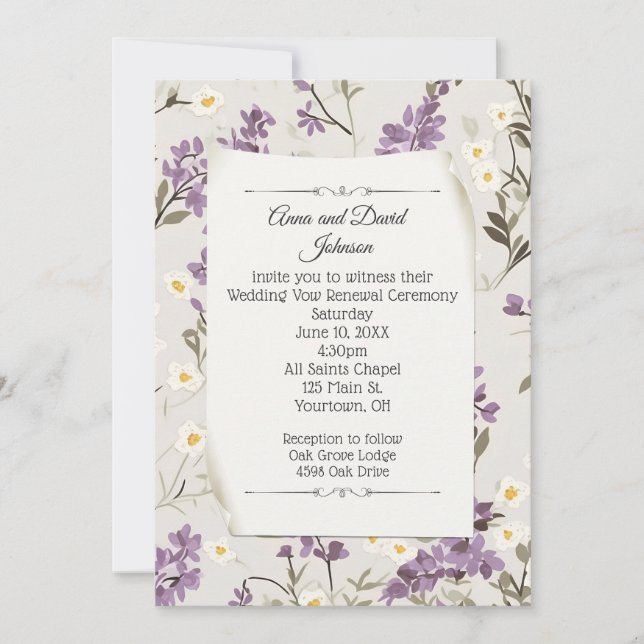 Wedding Lilacs for Vow Renewal Invitation (Front)