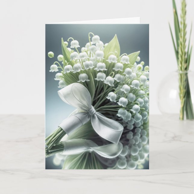 Wedding Lily of the Valley Bouquet Congratulations Card (Front)