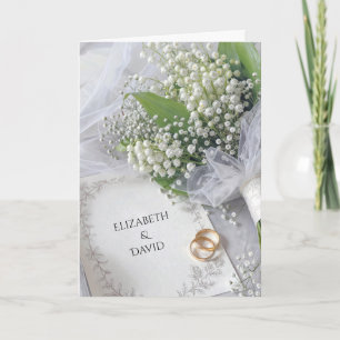 Wedding Lily of the Valley Bouquet with Rings Card