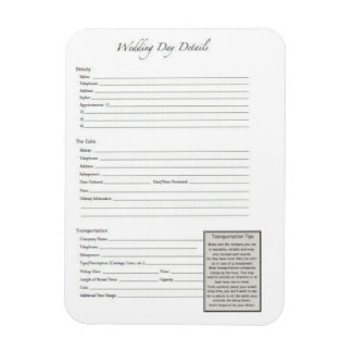 Wedding List Template Magnet