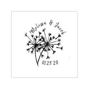 Wedding Logo Dandelion Greenery Hand Drawn Self-inking Stamp