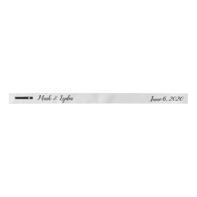 Wedding Logo Favour Heart Bar Satin Ribbon (Front)