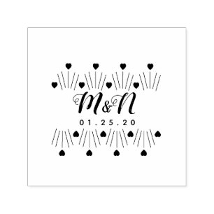 Wedding Logo Line Art Heart Geo Hand-Drawn Self-inking Stamp