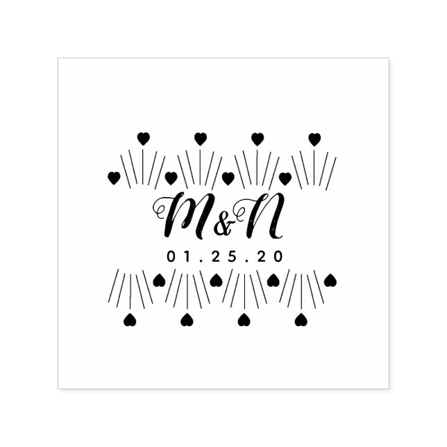 Wedding Logo Line Art Heart Geo Hand-Drawn Self-inking Stamp (Design)