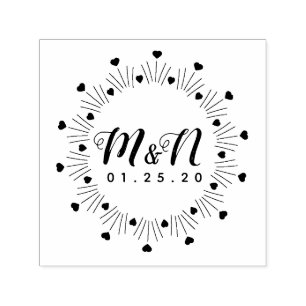 Wedding Logo Minimalist Line Art Hand Drawn Heart Self-inking Stamp