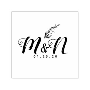 Wedding Logo Palm Leaf Tropical Hand Drawn Self-inking Stamp