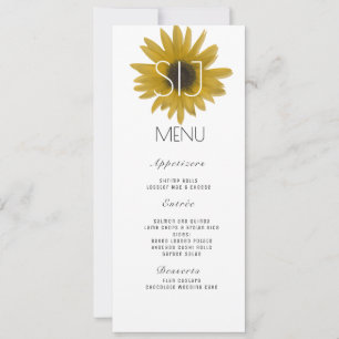 Wedding Logo Realistic Sunflower Dinner Menu