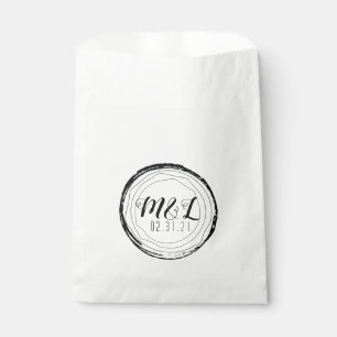 Wedding Logo Rustic Log Trunk White Favour Bag
