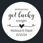 wedding lotto ticket classic round sticker<br><div class="desc">Wedding stickers for favours are a great way to add a personal touch to your special day. You can use stickers to personalise wedding favours, such as candy boxes, gift bags, or even wine bottles. Stickers can be customised to match your wedding theme and colour scheme, and can include your...</div>