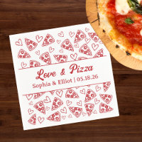 Wedding Love and Pizza Hand Drawn Red Fun Trendy 