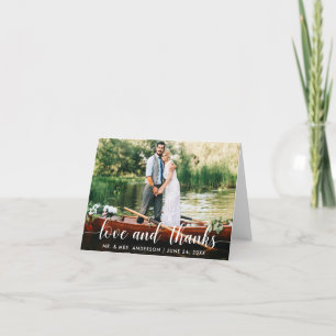 Wedding Love and Thanks Bride Groom Photo Note Thank You Card