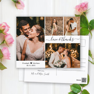 Wedding Love and Thanks Photo Collage Thank You Postcard