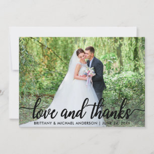 Wedding Love and Thanks   Photo Thank You Blk Card