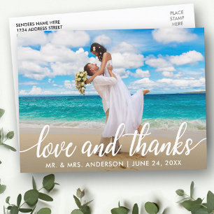 Wedding Love and Thanks   Thank You Photo Postcard