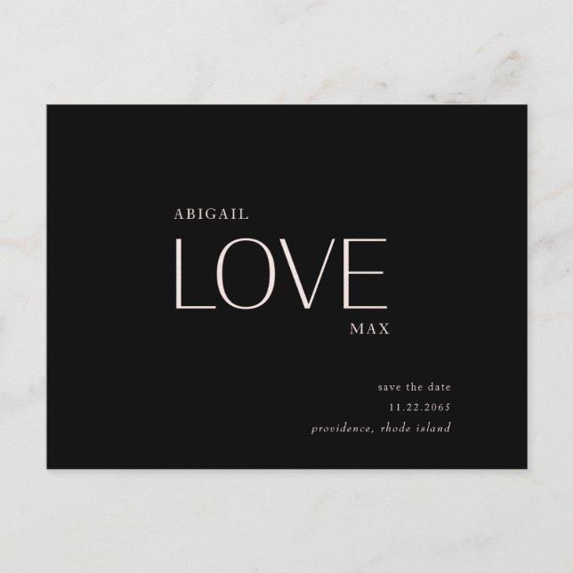 Wedding Love B/W Save the Date  Postcard (Front)
