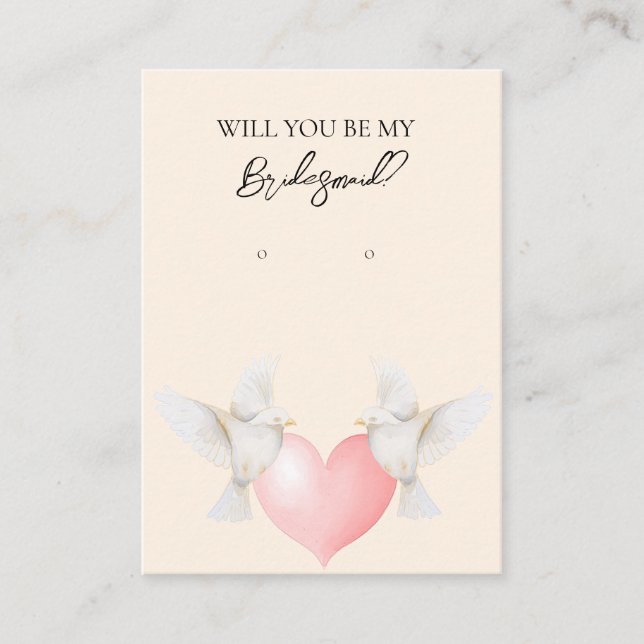 Wedding Love Bird Bridesmaid Earring Display Card (Front)