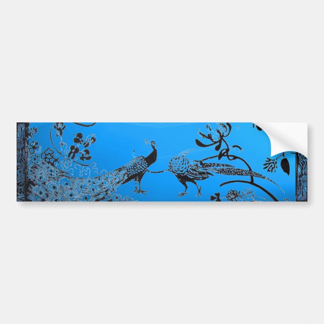 WEDDING LOVE BIRDS  black and blue Bumper Sticker (Front)