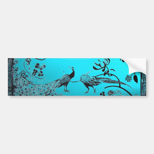 WEDDING LOVE BIRDS  black and blue Bumper Sticker (Front)