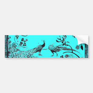 WEDDING LOVE BIRDS  black and blue Bumper Sticker