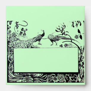 WEDDING LOVE BIRDS , black and green Envelopes