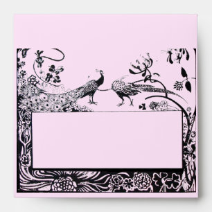 WEDDING LOVE BIRDS , black and pink Envelope