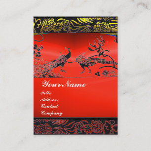 WEDDING LOVE BIRDS black white,red ruby Business Card