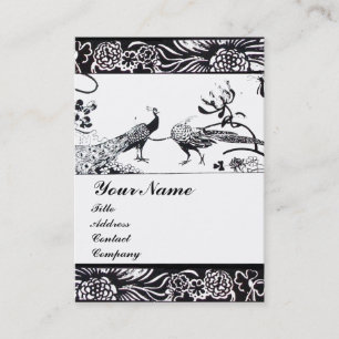 WEDDING LOVE BIRDS MONOGRAM ,black and white Business Card