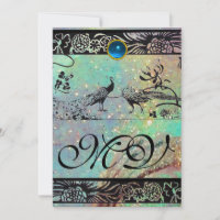 WEDDING LOVE BIRDS MONOGRAM black green blue gold