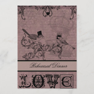 Wedding Love Birds Rehearsal Dinner Invitation