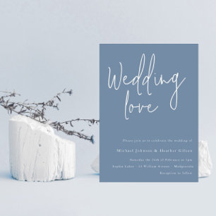 Wedding love: Dusty Blue & White Modern Wedding Invitation