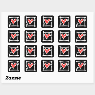 Wedding Love Heart Black and Red Stickers