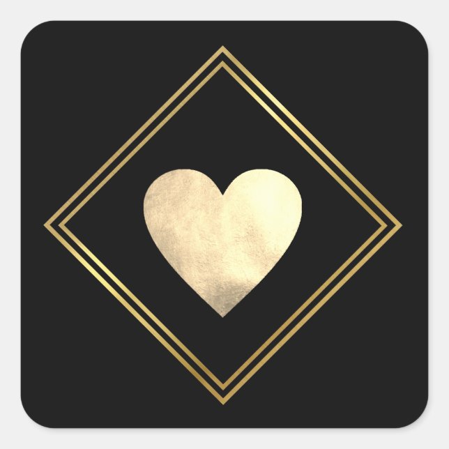 wedding love heart graphic square sticker (Front)
