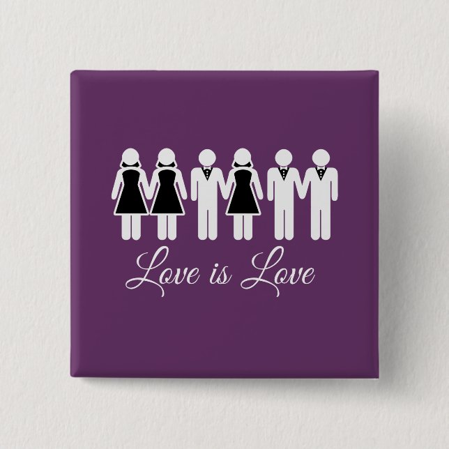 WEDDING LOVE IS LOVE 15 CM SQUARE BADGE (Front)