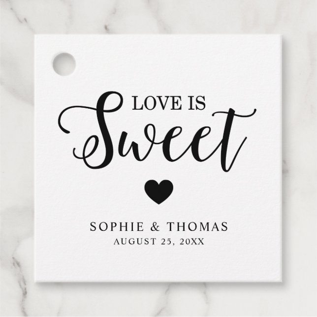 Wedding Love is Sweet Favour Tags (Front)