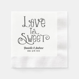 Wedding Love is Sweet Handwritten Monogram Napkin