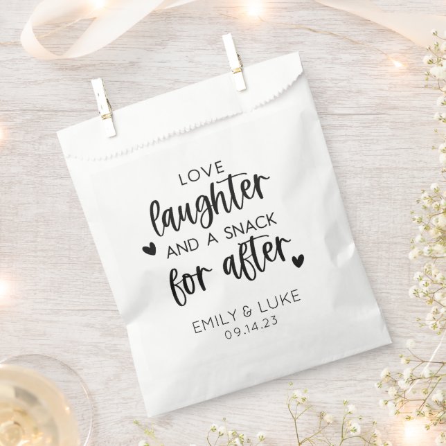 Wedding Love Laughter and Snack for after Favour Bag (Clipped)