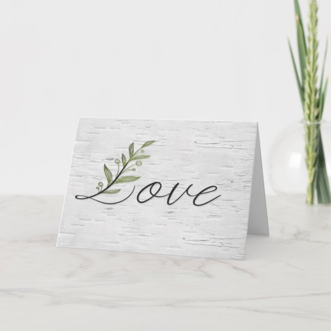 Wedding Love Leaf on Birch  Card (Front)