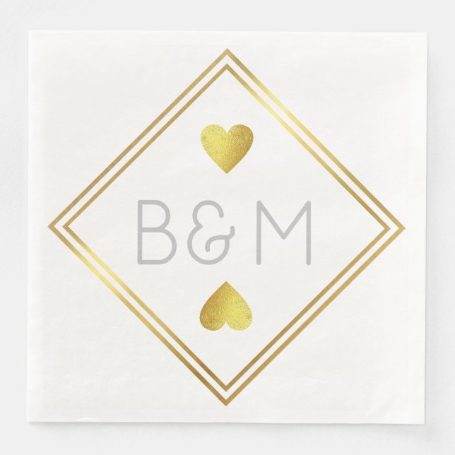 Wedding Love Monogram square Napkin (Front)
