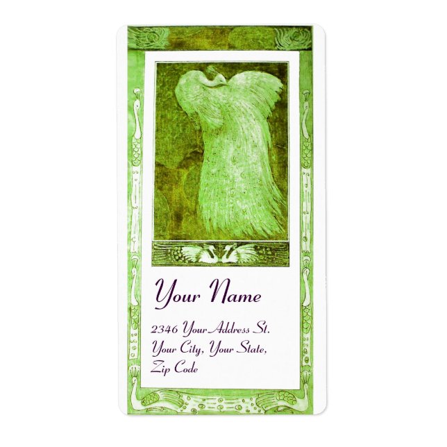 WEDDING LOVE PEACOCK , green white (Front)