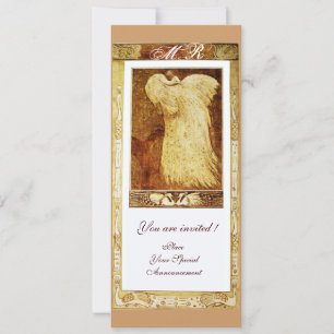 WEDDING LOVE PEACOCK MONOGRAM ,brown white Invitation
